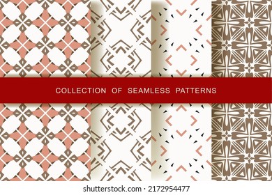 	
Fabric prints. Set. 8 Seamless patterns. Abstract geometric patterns.