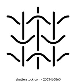Icono de línea plana de propiedades de tejido. Icono de material de ropa sobre fondo blanco. Símbolos de la propiedad de la prenda. Símbolo de esquema para concepto móvil y diseño web, tienda.