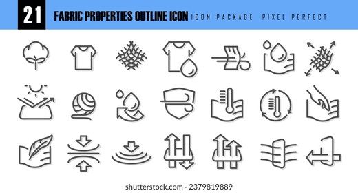 Fabric Properties outline icon pixel perfect set. vector icon related of fabric properties. vector icon