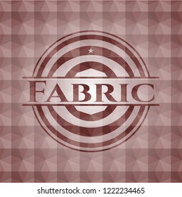 Fabric red badge with geometric background. Seamless.