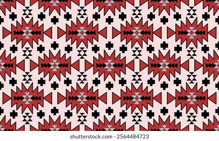 a fabric red color geometric pattern and pink background designs