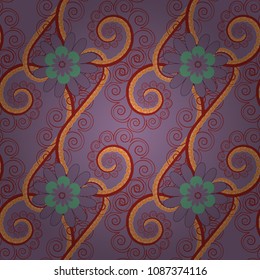 Fabric red, purple and violet seamless pattern with flowers. Vector texture daisy flowers detail.