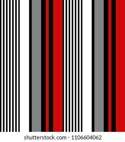 Fabric Retro Color Style Seamless Stripe Pattern.stripe Seamless Pattern With Black,red,grey And White Vertical Parallel Stripe.abstract Background.