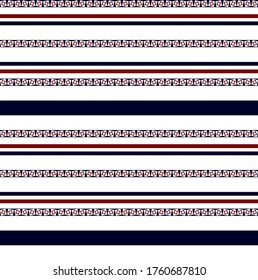 Fabric retro color style.stripe pattern with Blue, White and Red horizontal parallel stripes.Vector abstract background.