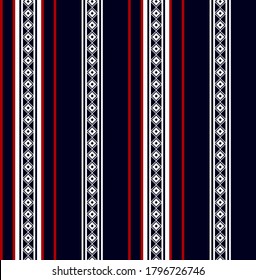 Fabric retro color style.stripe pattern with Red, White and Navy Blue color vertical parallel stripes.Vector abstract background.