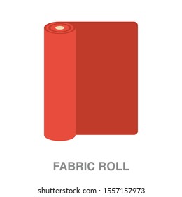 Fabric roll flat icon on white transparent background. You can be used fabric roll icon for several purposes.