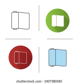 Fabric roll icon. Flat design, linear and color styles. Textile. Isolated vector illustrations