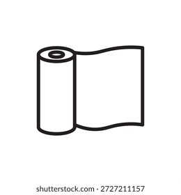 Icono de rollo de tela que simboliza la distribución textil y la producción de prendas de vestir, que representa pernos de tela, carretes de material, suministros de fabricación de prendas de vestir, rollos de lona náutica y almacenamiento textil flexible.