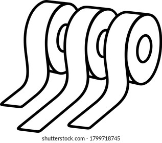 Fabric rolls. Vector outline icon.