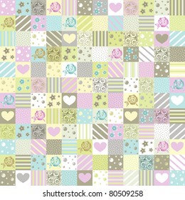 fabric with roses and hearts