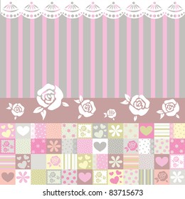 fabric with roses and hearts