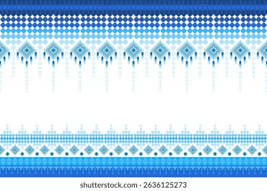 Fabric sameless embroidery pixel pattern, ethnic design