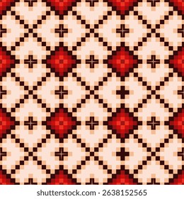 Fabric sameless pixel patterns, boho indian texture, embroidery design