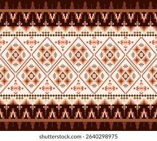 Fabric sameless pixel patterns, boho indian texture, embroidery design