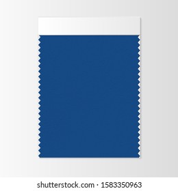 Fabric sample, textile swatch template for interior design mood board with Classic Blue 2020 Color of the year. Trendy color palette, vibrant piece of fabric. Vector illustration for advertising