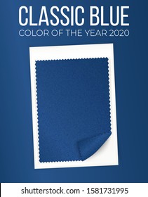 fabric sample textile swatch vector. Color of the year 2020 classic blue . 