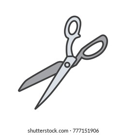 Fabric scissors color icon. Shears. Isolated vector illustration