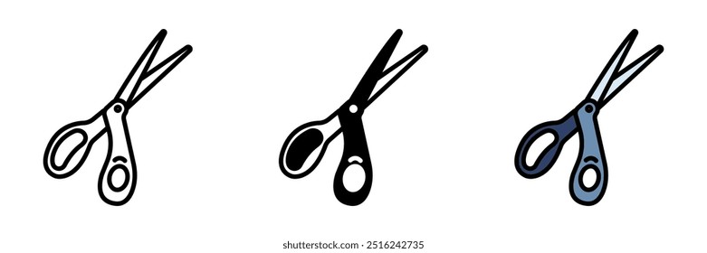 Fabric Scissors Icon, Specialized scissors with sharp blades designed for cutting fabric smoothly, without fraying or damaging the material.