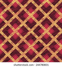 Fabric with scratch lines. Abstract Seamless Pattern. Surface texture. Grungy tartan. Brush strokes. Pattern fills. Abstract backdrop. Simple checkered template.