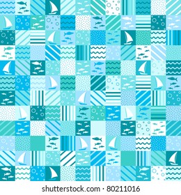 fabric with sea and fish