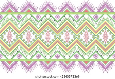 Sellado de tela Patrón tribal geométrico étnico oriental tradicional sobre fondo rosa y blanco.Estilo azteca, bordado, abstracto,vector.diseño para textura, tela, ropa, envoltura,alfombra.