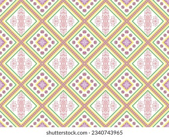 Fabric  sealess Tribal pattern geometric ethnic oriental  traditional on pink and white background.Aztec style,embroidery,abstract,vector.design for texture,fabric,clothing,wrapping,carpet.