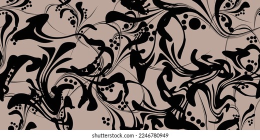 Fondo de patrón sin fisuras de tejido. Textura abstracta en color negro y marfil. Diseño vectorial repetible para impresiones de tela