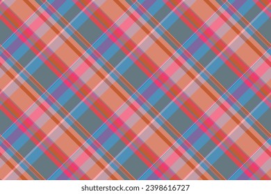 Fabric seamless pattern of background texture vector with a check plaid tartan textile in red and pastel colors.
