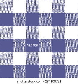 Fabric seamless pattern in a blue cage. Vector