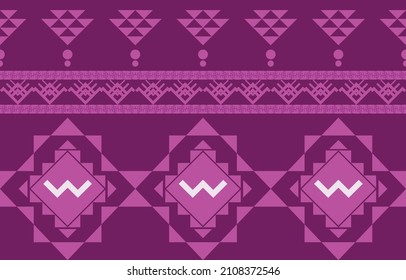 Fabric seamless pattern ethnic or tribal background,geometric native American , Design for carpet,wallpaper,clothing,wrapping,rug,interior,Vector illustration embroidery.