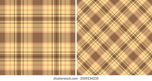 Tecido padrão sem costura de textura de fundo xadrez com um vetor de tartã têxtil. Definido em cores quentes para moda essencial.