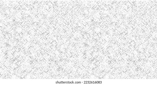 Fabric seamless pattern. Repeating textile distress texture. Fiber woven background for design prints. Repeated diagonal line. Repeat black used urban linen on white backdrop. Vector illustration