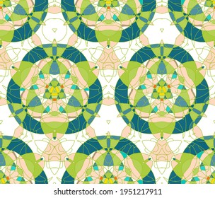 Fabric Seamless Pattern.  Summer or Spring Mosaic Background.