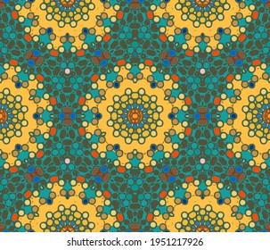 Fabric Seamless Pattern.  Summer or Spring Mosaic Background.
