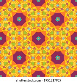 Fabric Seamless Pattern.  Summer or Spring Mosaic Background.