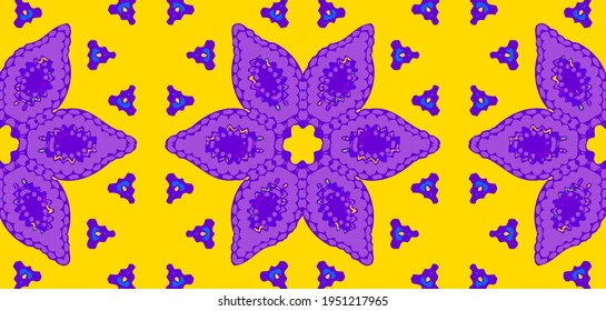 Fabric Seamless Pattern.  Summer or Spring Mosaic Background.