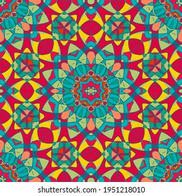 Fabric Seamless Pattern.  Summer or Spring Mosaic Background.