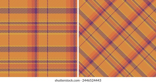 Fabric seamless pattern of tartan check background with a texture plaid textile vector. Set in sunset colours. Chic home decor ideas.