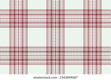 Fabric seamless pattern of textile check background with a texture plaid vector tartan in white and red colors.