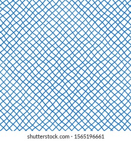 Fabric seamless pattern with textile mesh texture, blue on white background. Simple wallpaper doodle grid, grunge canvas backdrop, monochrome design element.
