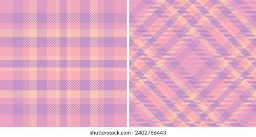 Fabric seamless plaid of pattern tartan check with a textile vector background texture. Set in sunset colors for stylish wrapping options and gifts.