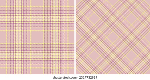 Fabric seamless plaid of textile pattern tartan with a texture check vector background set in happy colors.