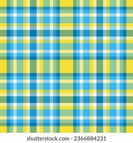 Fabric nahtlose Plaid aus Vektorhintergrund Textur mit einem Muster tartan Textil Check in Cyan-und gelben Farben.