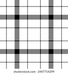 Fabric seamless tartan of background vector pattern with a plaid textile texture check in white and black colors.