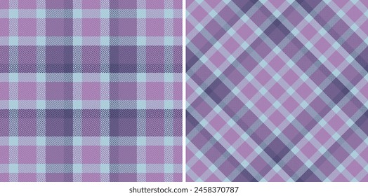 Fabric seamless tartan of check pattern textile with a background plaid texture vector set in night colors.