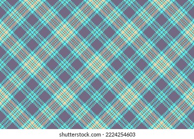 Stoffnahtlose Textilien. Texturscheck ausgedacht. Hintergrundesterblicher Muster, Vektorgrafik in türkisfarbenen und grünen Farben.
