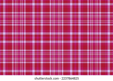 Fabric seamless textile. Vector background texture. Pattern plaid check tartan in light and red colors.