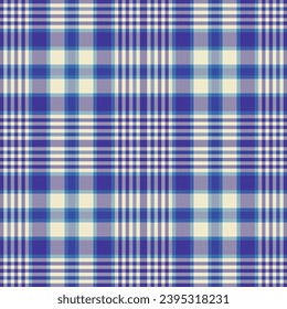 Fabric seamless texture of pattern check tartan with a plaid background textile vector in light and indigo colors.