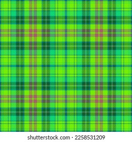 Textura sin fisuras de tela. Tejido de plástico vectorial. Patrón de comprobación de fondo tartán en colores verde y turquesa.
