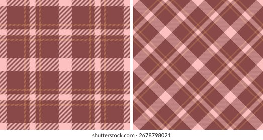 Vector sin costuras de tela de textura de fondo a cuadros con un patrón textil a cuadros de tartán. Conjunto en colores tierra para las tendencias de moda masculina.